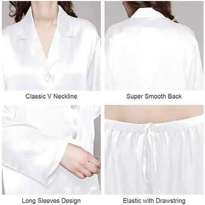 19Momme Silk Pajama Set Full Length Ladies