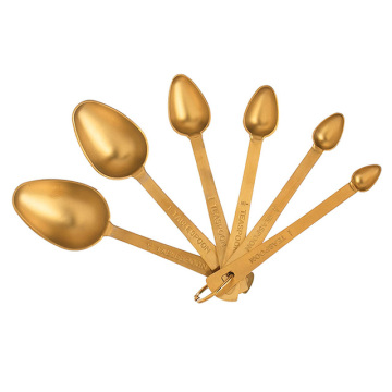 Customizable High-Quality 6-Size Set Golden Stainless Steel Measuring Spoons for Baking