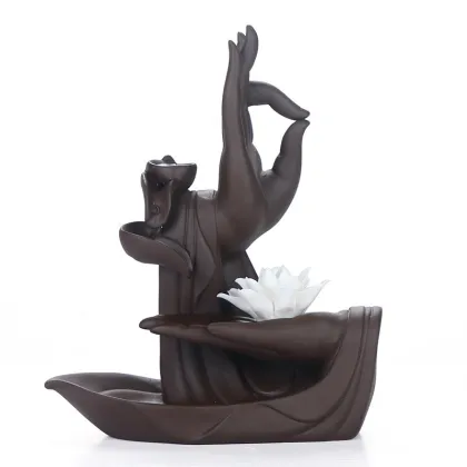 Backflow Incense Burner - Buddha Hand Ceramic Incense Stick Holder