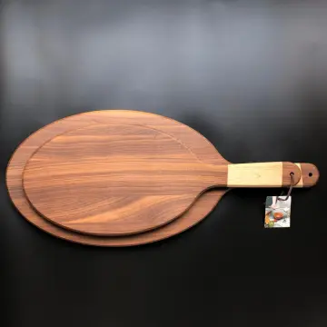 Large walnut wood cutting board with handle