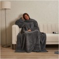 Warm 100% polyester fleece sherpa hoodie wearable blanket