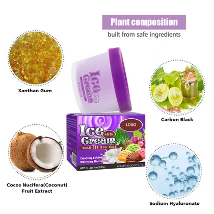 100g Natural Coconut Cleansing Face Mask Mud Clay Whitening Exfoliation Facial Mask