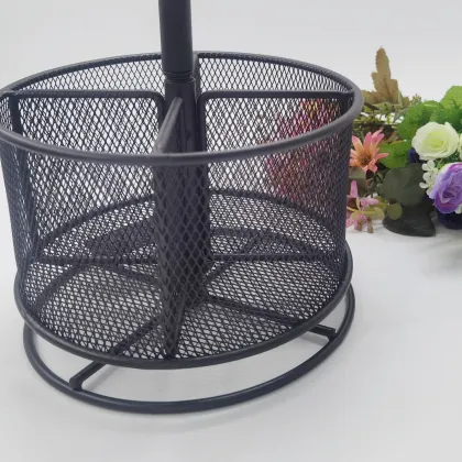 Rotary pen holder metal grid simple stationery