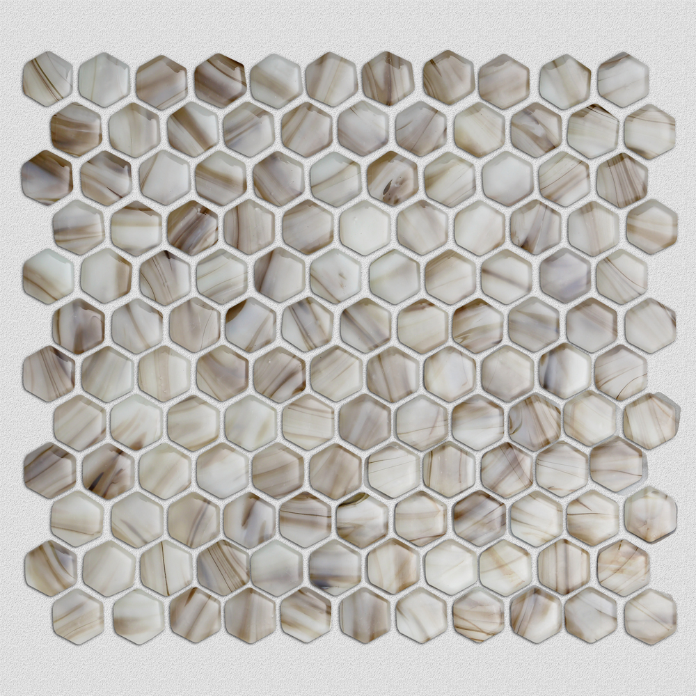 Tan Glass Mosaic Sheet Art Tile For Sale