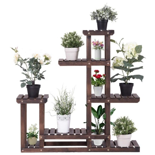 Wood Multi Tiers Shelves Flower Rack Plant Stand