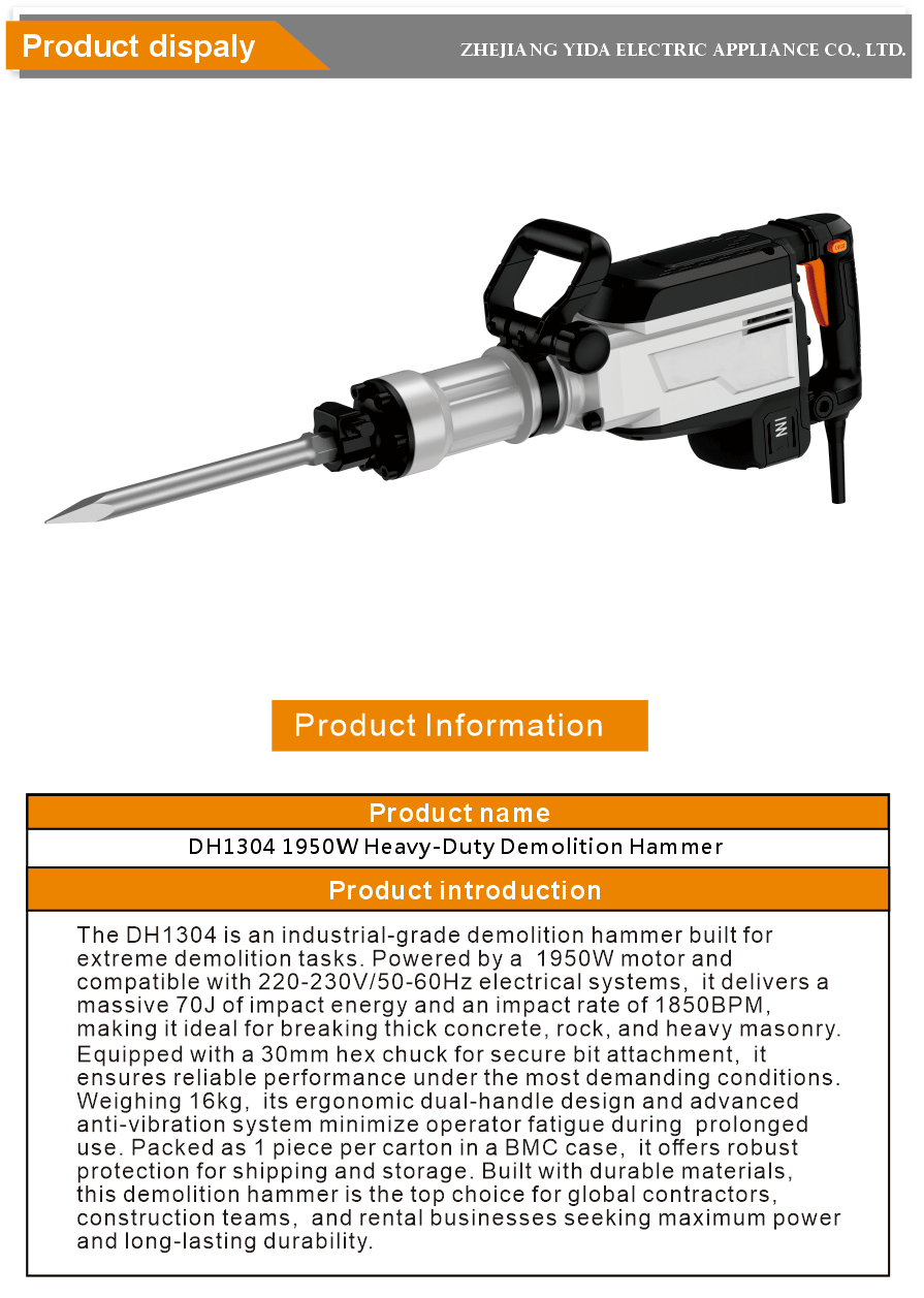 Strong Demolition Hammer ToolStrong Demolition Hammer ToolStrong Demolition Hammer Tool