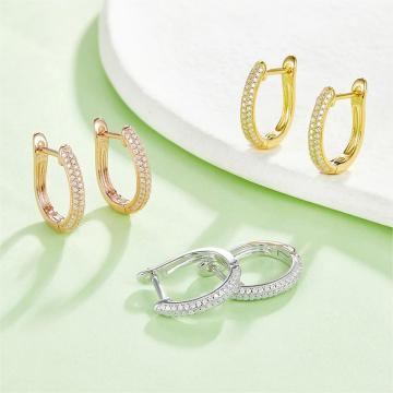 Großhandel 925 Sterling Silber 0,3ct VVS Moissanit Round geschnittene Reifen Ohrringe Gold plattiert für Frauen - Hochzeit Schmuck