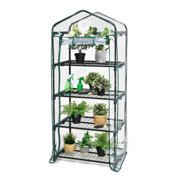 Dandelion Wholesale 130g PE Greenhouse: 4-Tier with Metal Shelves and Zippered Cover