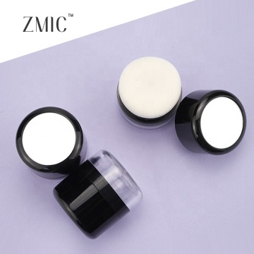 Round Black Clear Loose Powder Container with Applicator Brush and Puff, 6g