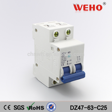 2P 25A C type 240V/415V 50HZ/60HZ Solar PV System 25 amp C45 MINI CIRCUIT BREAKER/MCB 2P/electrical mcb