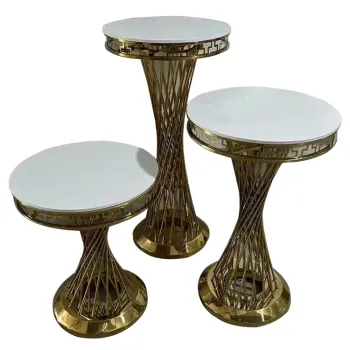 Stainless Steel Small Glass Round Top Wedding Cake Table