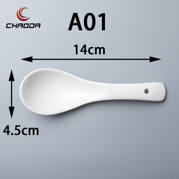 High Quality Pure White 6 Inch Ceramic Soup Spoon - In Stock and Affordable