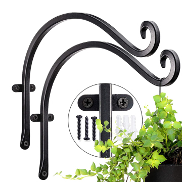 Black Iron Plant Hanging Hooks with Brackets, Wind Chimes and Bird Feeder Lanterns