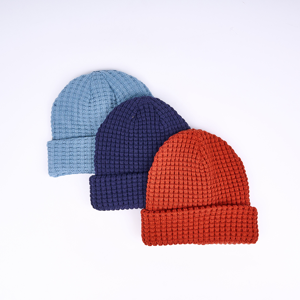 waffle plaid jacquard knitted beanie