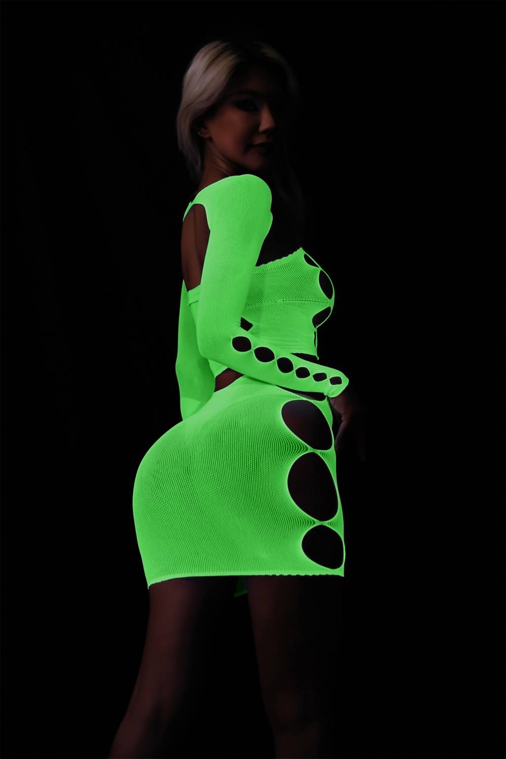 Sexy Hollow Luminous Mesh Jumpsuit