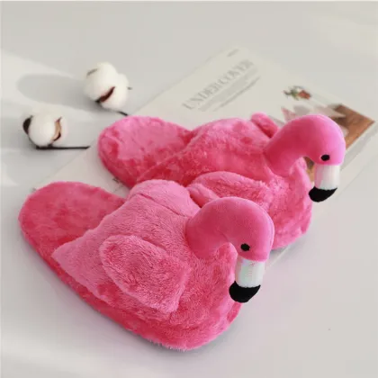 Warm Home Slippers Unisex Soft Slippers Winter Pink Flamingo