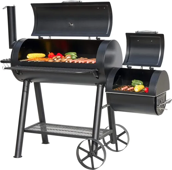 Black BBQ Grill Smoker Barbecue Grill And Amoker for Outdoor Garden Cooking