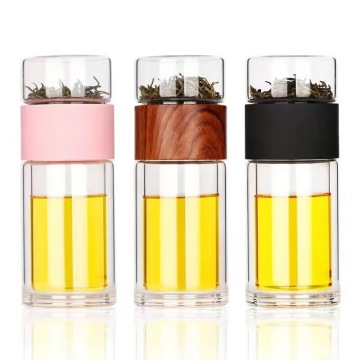 Factory Direct Custom Wood Grain Tea Glass Water Bottle for Men and Women