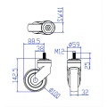 All Plastic Medical wheel Threaded caster Casters