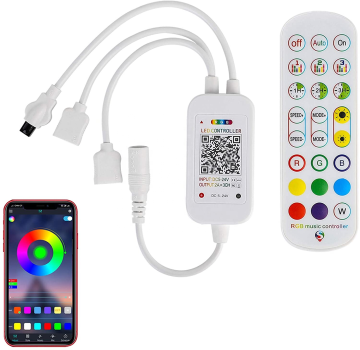 24-Key IR Magic Music RGB Controller: Customizable Lighting and Sound Experience