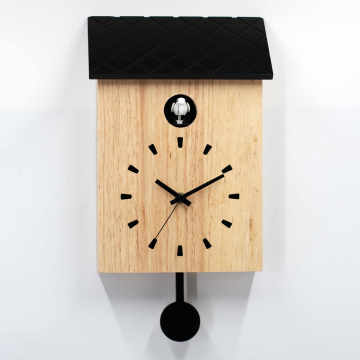 HICAT Modern Cuckoo Wall Clock - Simple Fashion Wood Creative Pendulum Clock with Natural Bird Voices