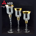 ATO Gold Chaped Hurricane Clear Candeler