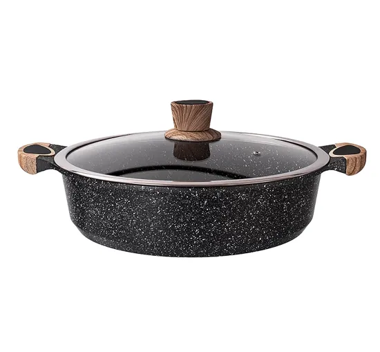 Die-Casting Aluminum Nonstick Cookware Low Casserole with Glass Lid