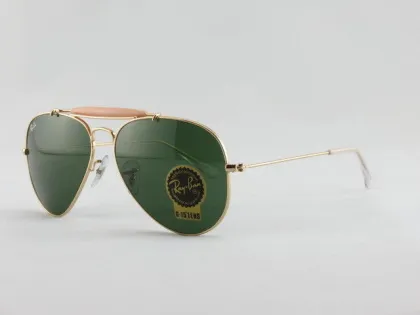Oem Ray Ban Small Aviator Rb3407 Green Sunglasses 58# Gold Mirror Lens