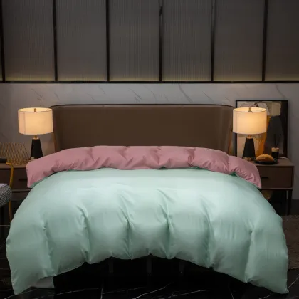 Tencel series quilt cover water blue bean paste