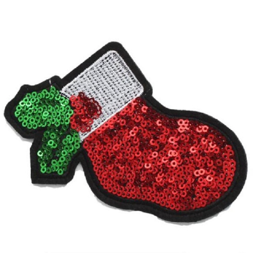 Sequin Christmas tree iron on embroidery patches