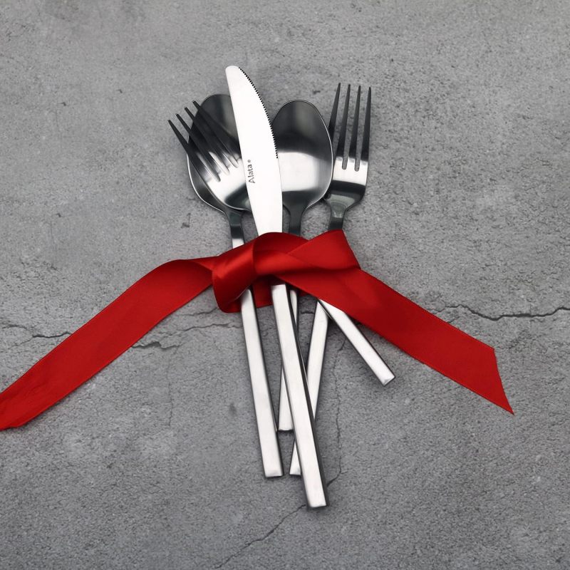 Alata Cube 20-Piece Forged Silverware Set Stainless Steel Flatware Set