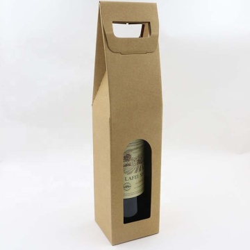 Kraft Single Wine Bottle Packaging - Black Corrugated Tote with Logo