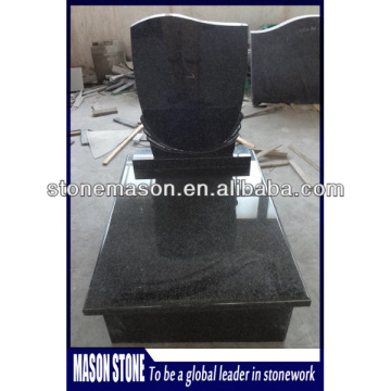 Glossy black granite sample headstone