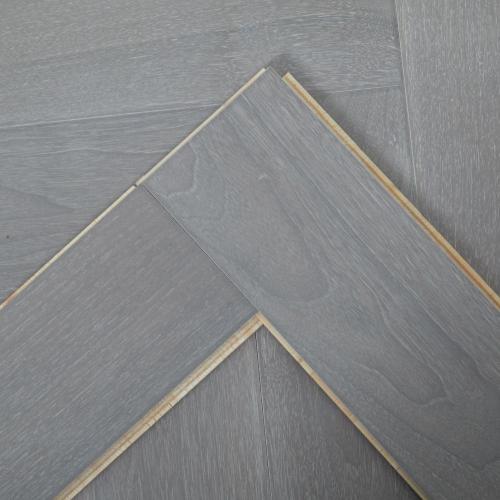 Grey wash walnut wood veneer herringbone engineered flooring