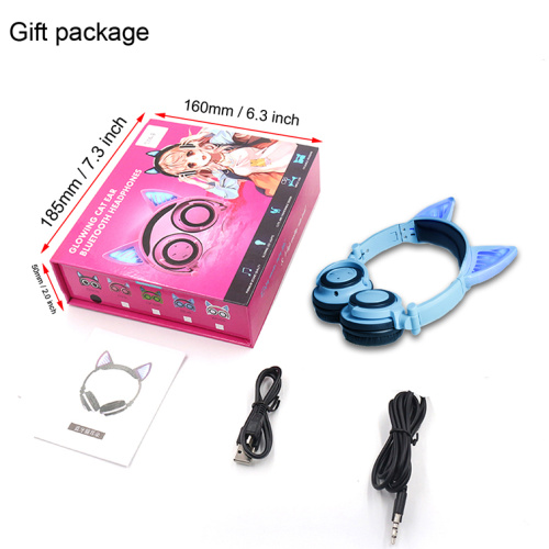 Bluetooth warna anak-anak yang dipimpin headphone telinga kucing kitty
