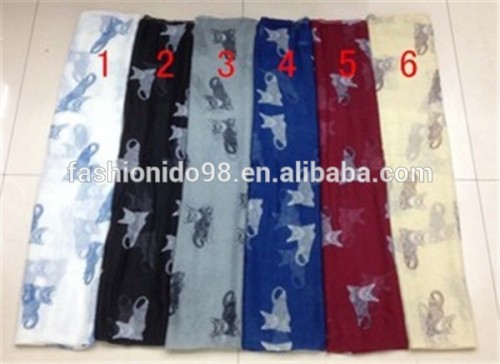 multi-color animal scarf shawl viscose cat pattern scarf