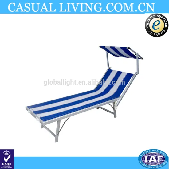 Portable Blue and White Metal Folding Sun Chairs with Canopy