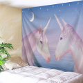 Two Unicorns Tapestry Pink Blue Wall Hanging Animal Love Tapestry for Livingroom Bedroom Home Dorm Decor