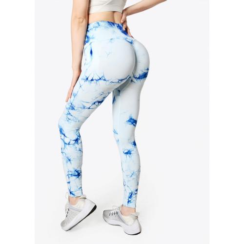 Tie-färgade sömlösa yogaleggings