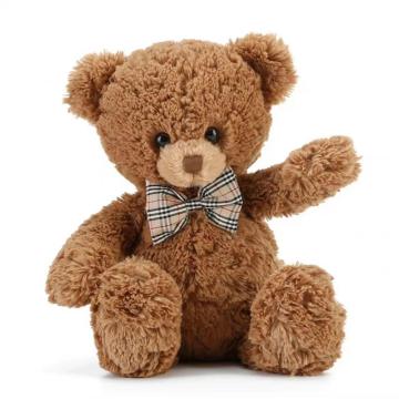Dark brown curly teddy bear plush sleeping toy