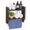 Rack de serviette en bois mural sur le rangement des toilettes