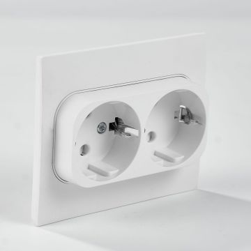 Elendax 16A 250V Tedesco di tipo 2 Gange Wall Socket - Standard UE