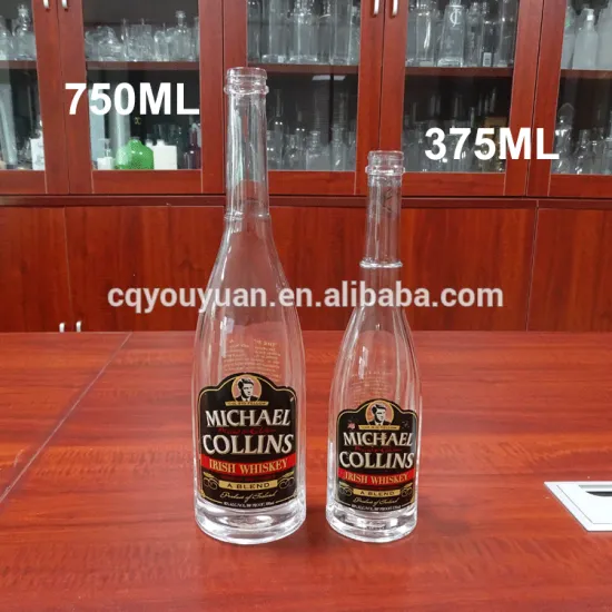 custom made strong-base 375ml 750ml glass bottle weight for whiskey
