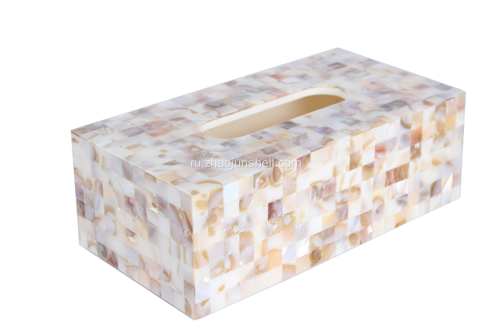 Good Quality Freshwater Shell and Resin Tissue Box