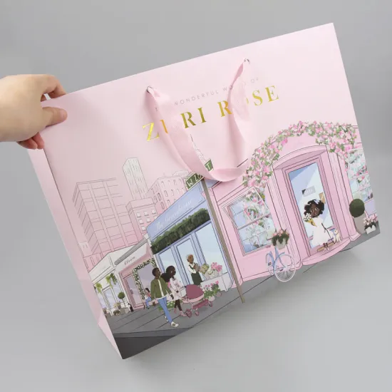 Custom Luxury Gold-Stamped Paper Bags with Colorful Metal Eyelets - Personalize with Your Brand Logo for High-End Retail and Gift Packaging