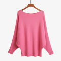 Women Boat Neck Batwing Sleeves Pullovers