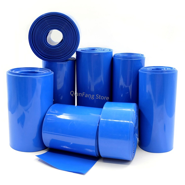 PVC Heat Shrink Tube 90mm Width Blue Multicolor Shrinkable Cable Sleeve Sheath Pack Cover for 18650 Lithium Battery Film Wrap