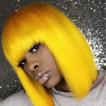 bright color good looking yellow bob wig, 1b yellow ombre color bob wig