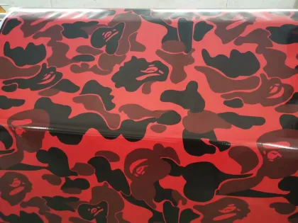 Bape Ape Design Red&Black Camouflage Digital Vinyl Wrap