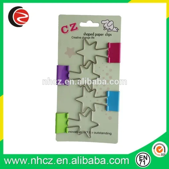 color printed paper binder clips,different kinds binder clips card set